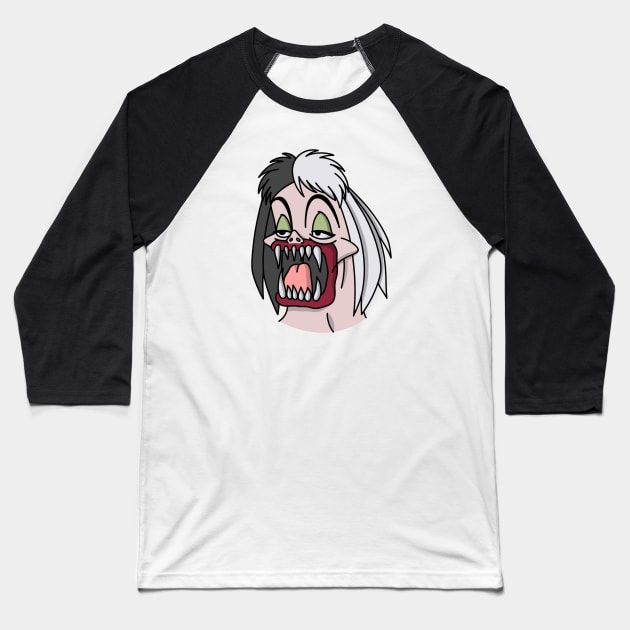 Sucky Cruella De Vil Baseball T-Shirt by robchick